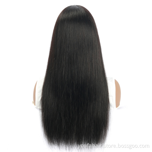 Cheap 10A Virgin Human Hair Straight Wigs Machine Made None Lace Headband Remy Hair Wig Brazilian Natural Color Human Hair Wigs